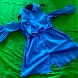 Jean dress with cut out shoulder tops